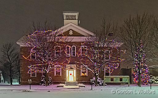 Holiday Lights_32545-7.jpg - Municipal Building in snowstorm photographed at Smiths Falls, Ontario, Canada.